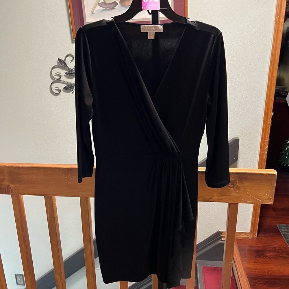 EUC Michael Kors Elegant Black WrapโDress Size Small #094